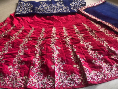 Pink tapeta silk heavy thread embroidered beautiful lehengha choli