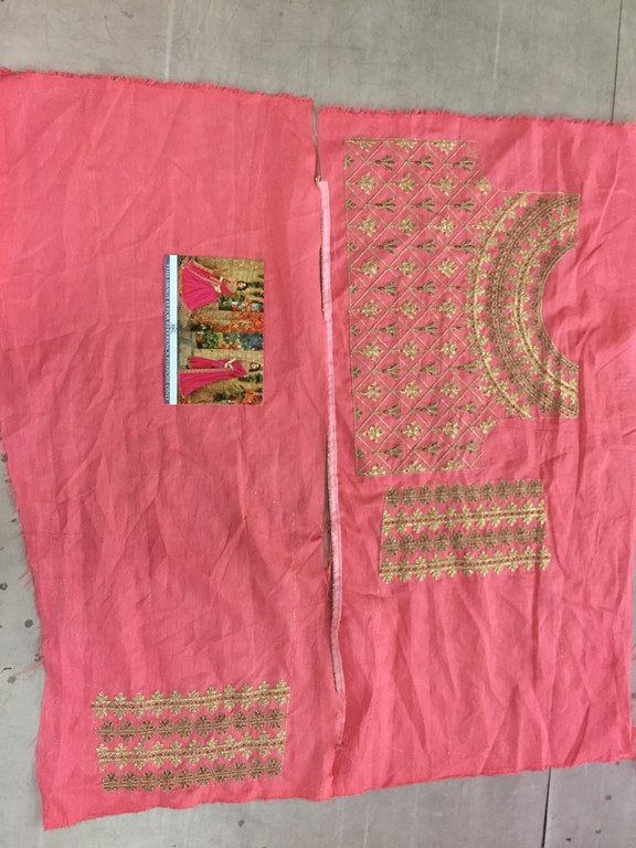 Pink vichitra silk embroidered designer wedding saree