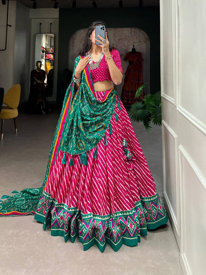 Beautiful printed cotton navratri lehenga choli Pink
