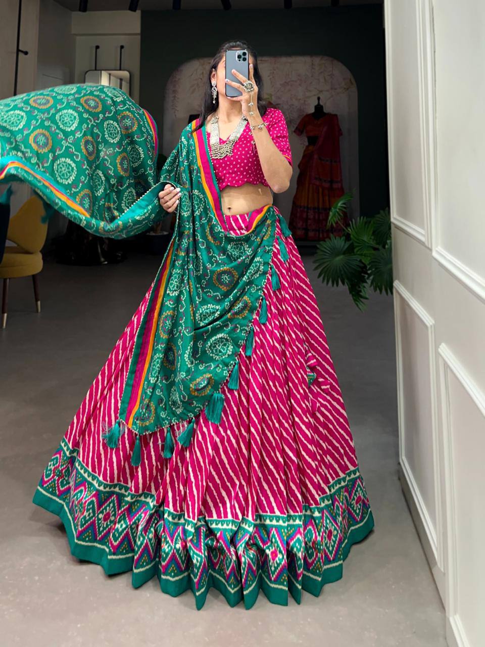 Beautiful printed cotton navratri lehenga choli