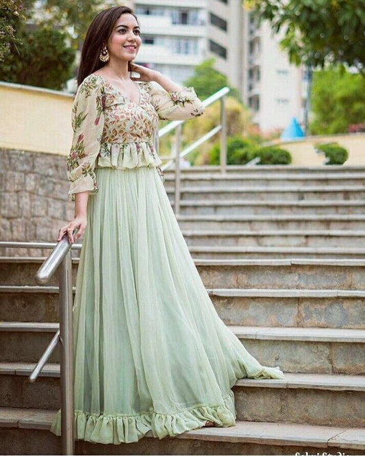 pista green beautiful croptop lehenga