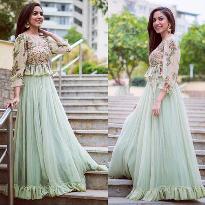 pista green beautiful croptop lehenga