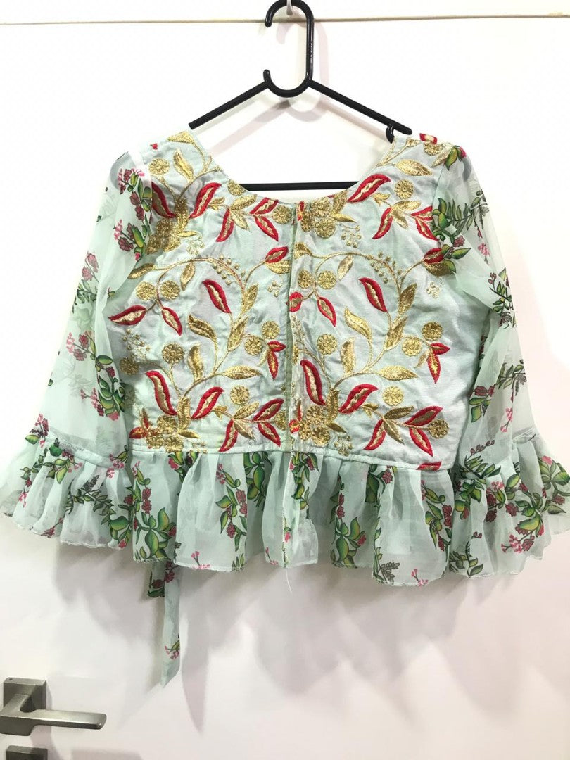 pista green beautiful croptop lehenga