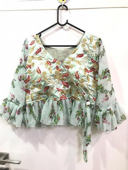 pista green beautiful croptop lehenga