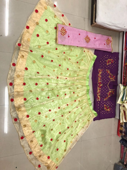 pista green embroidered weddding lehenga