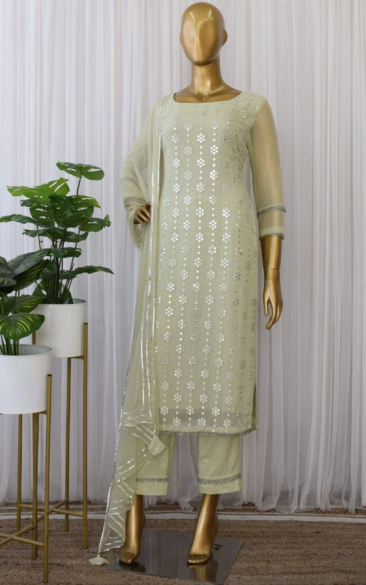 Pista green georgette sequence work salwar suit