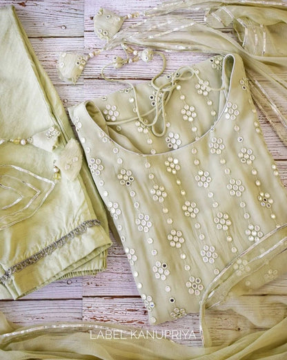 Pista green georgette sequence work salwar suit