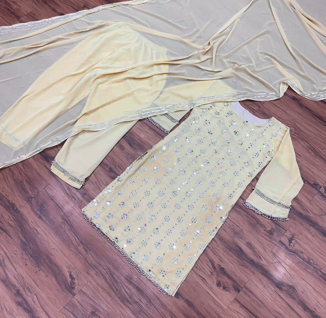 Pista green georgette sequence work salwar suit