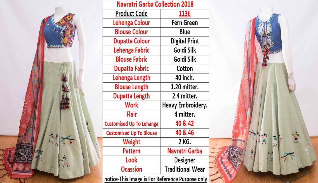 pista green goldi silk embroidered traditional navaratri special lehenga