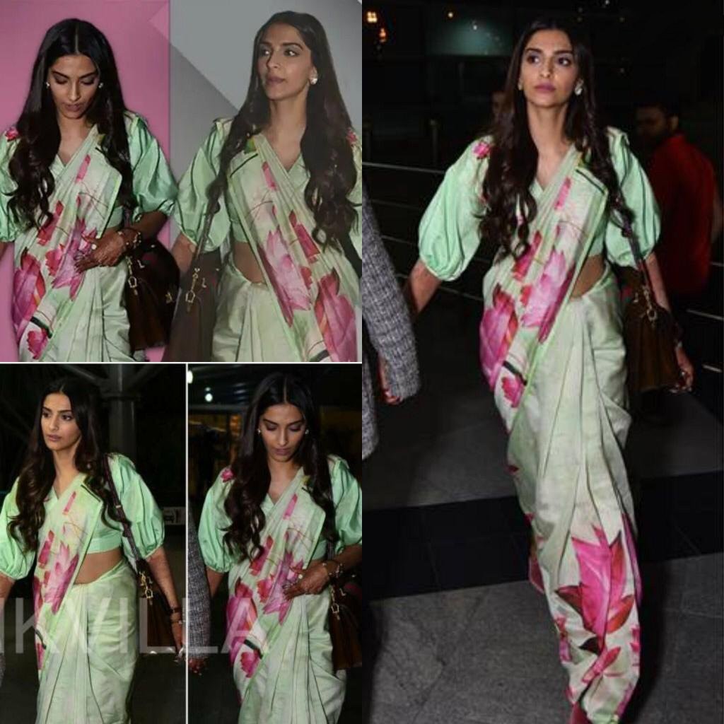 pista green heavy satin digital printed saree