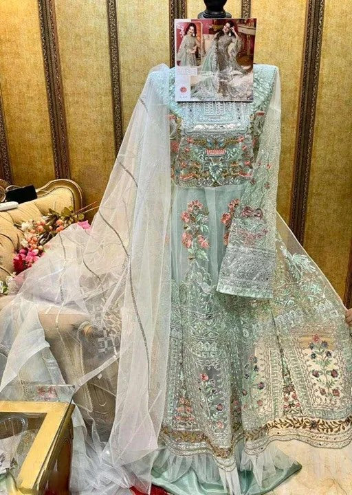 Pista green Net embroidery work Pakistani Suit
