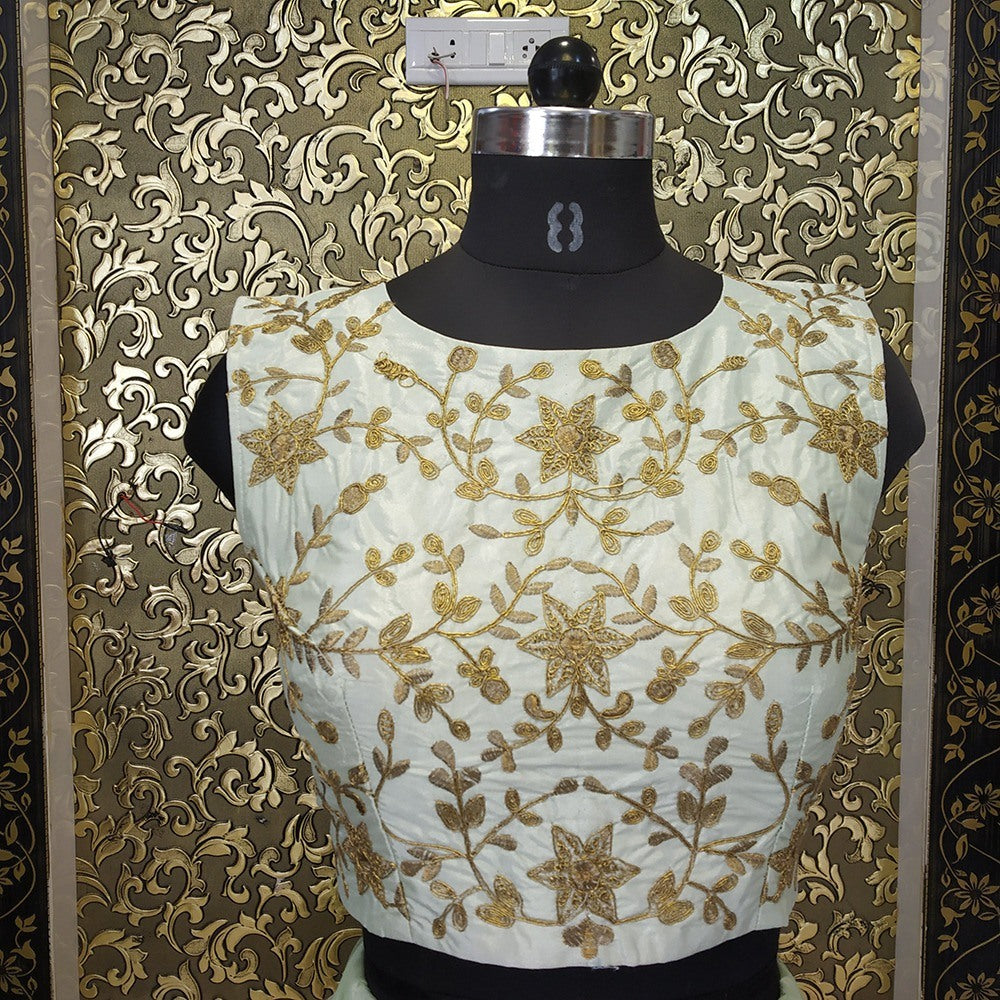 Pista green net sequence work lehenga with embroidered crop top