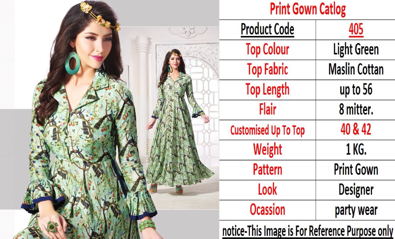 pista green printed long kurti