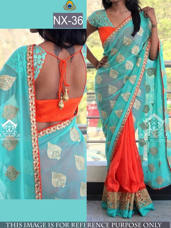 pretty look gorgeous sky saree