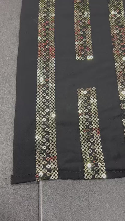Black stylish shiny saree for farewell party