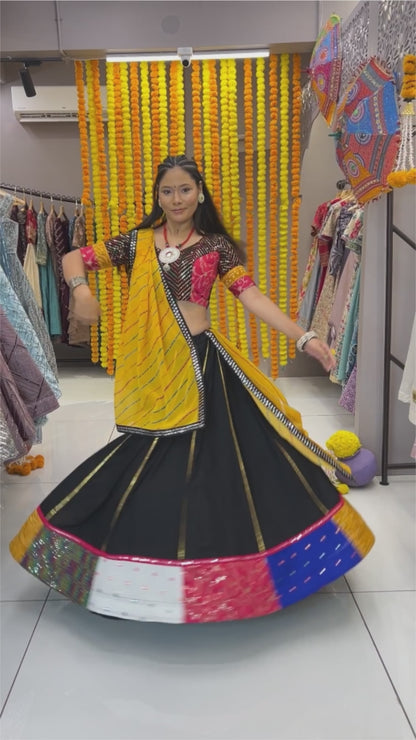 Black rayon gujarati garba navratri lehenga chaniya choli