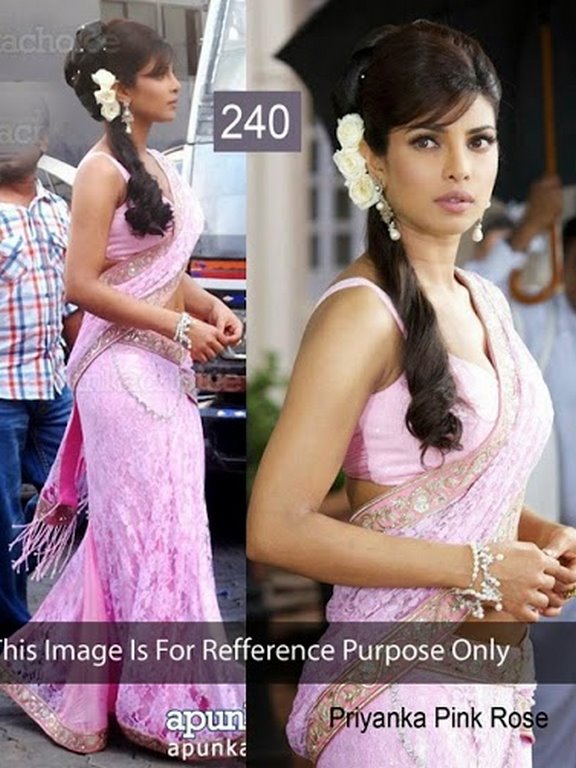 priyanka chopda pink rose white lehnga