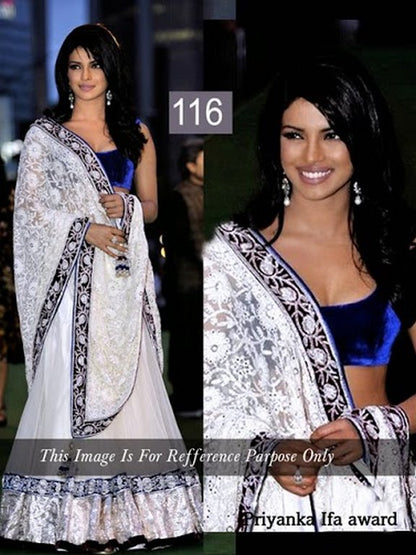 Priyanka ifa award white saree with velvet blouse