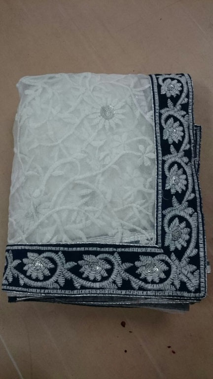 Priyanka ifa award white saree with velvet blouse