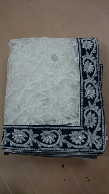 Priyanka ifa award white saree with velvet blouse