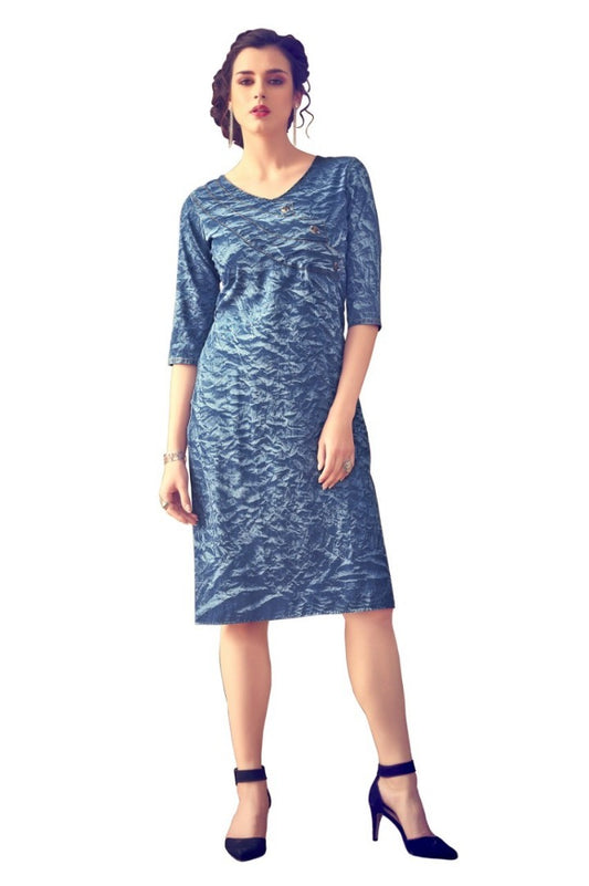 pure cotton washed denim kurti