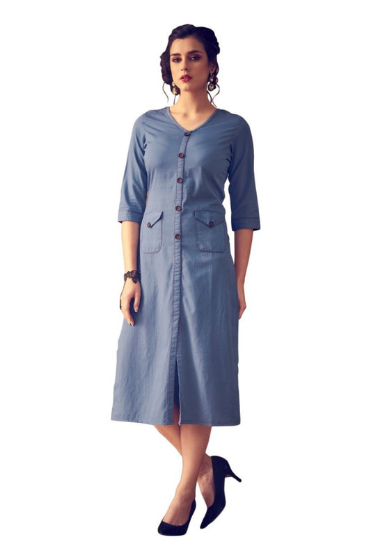 pure cotton washed denim kurti