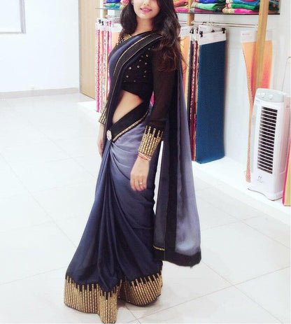 pure rangoli embroidered partywear saree