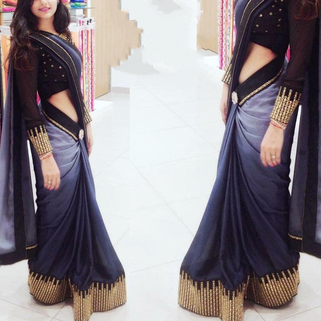 pure rangoli embroidered partywear saree