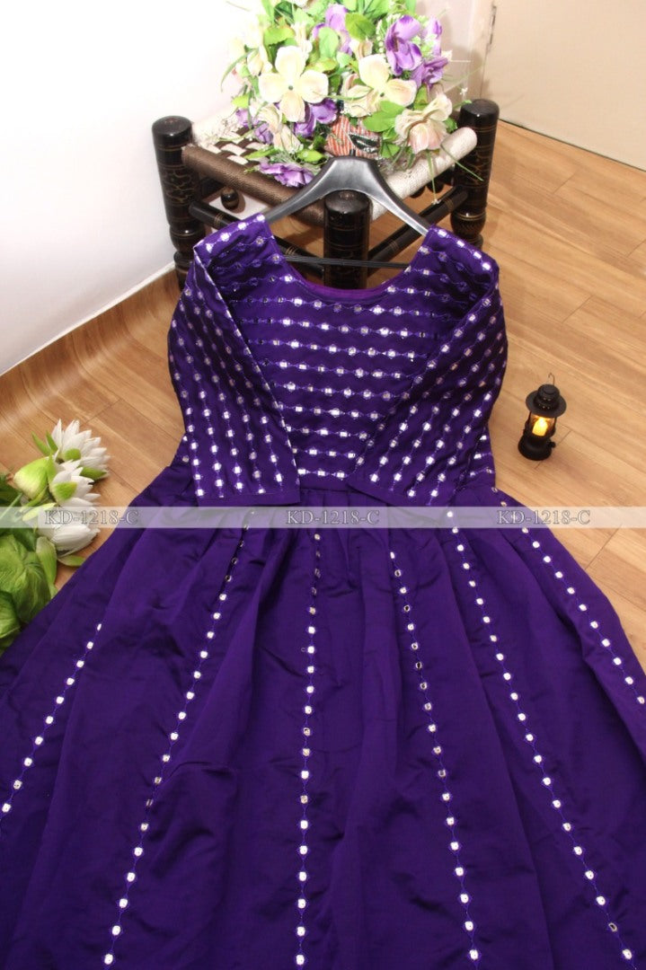 Purple banglory satin partywear gown