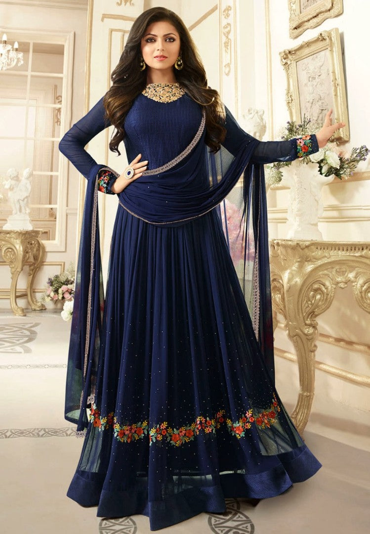 purple Georgette embroidered anarkali suit