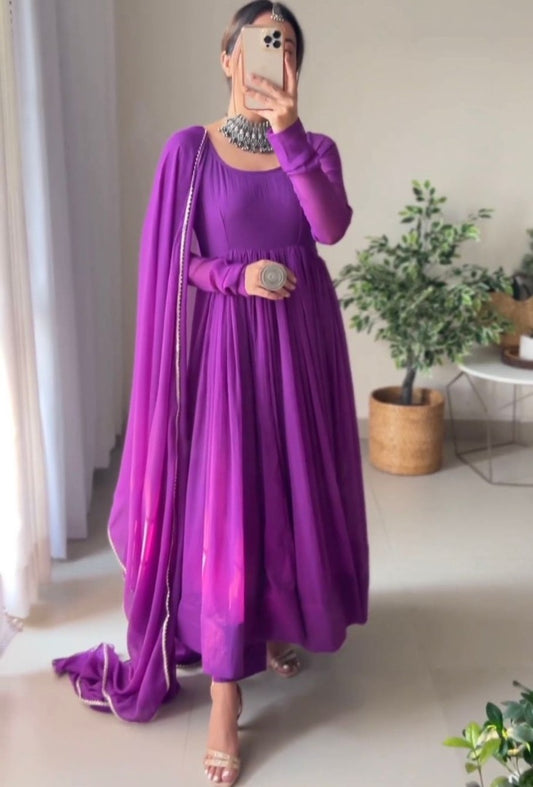 Purple georgette party wear anarkali suit