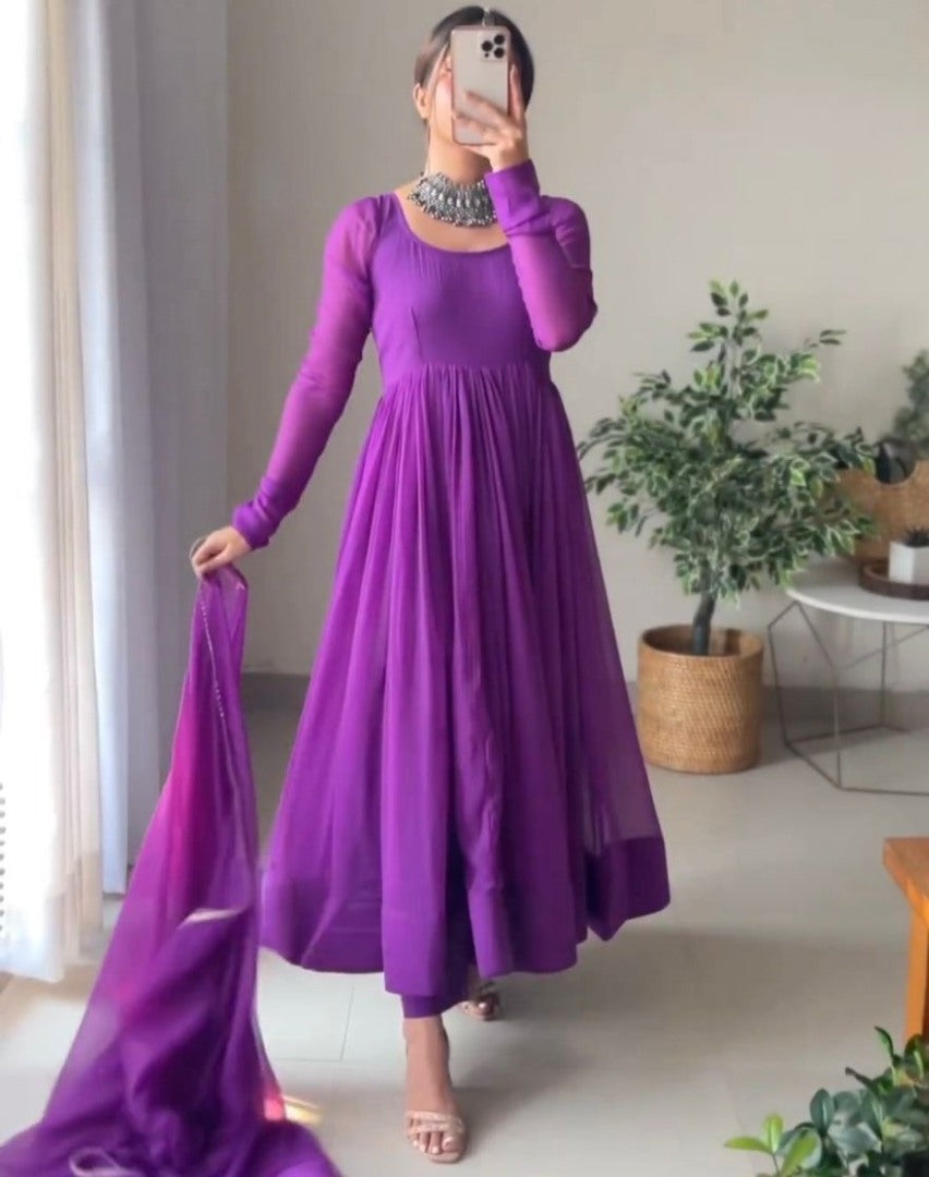 Purple georgette party wear anarkali suit