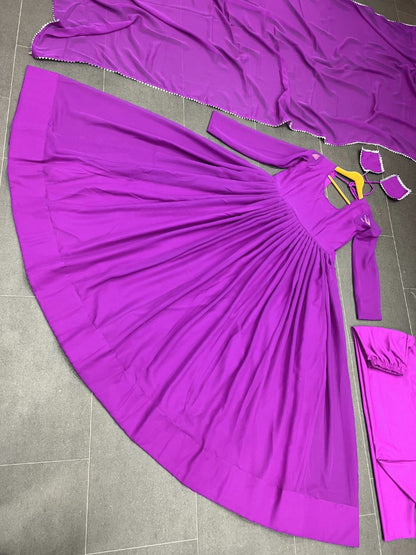 Purple georgette party wear anarkali suit