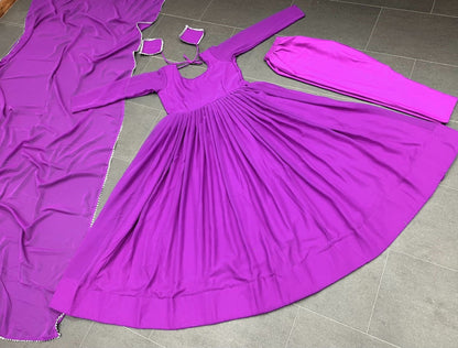 Purple georgette party wear anarkali suit