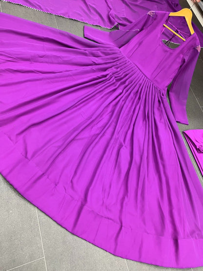 Purple georgette party wear anarkali suit
