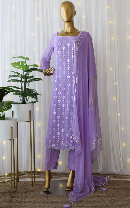 Purple georgette sequence work salwar suit