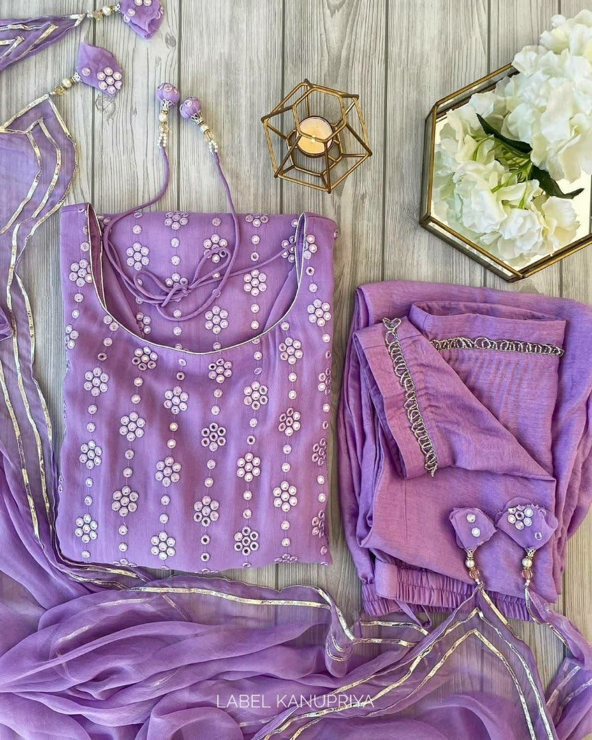 Purple georgette sequence work salwar suit