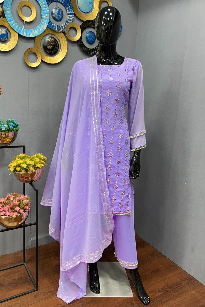 Purple georgette sequence work salwar suit