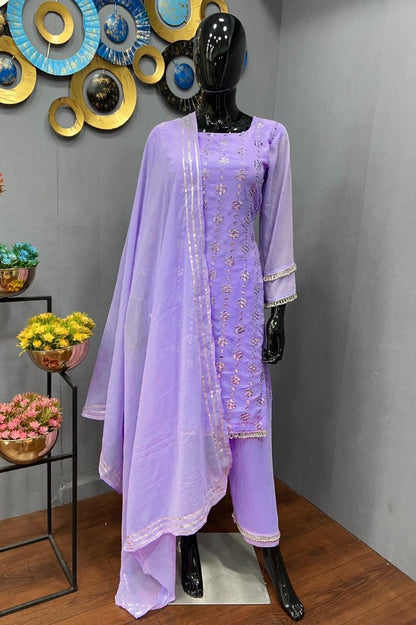 Purple georgette sequence work salwar suit