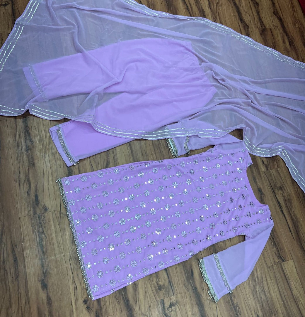 Purple georgette sequence work salwar suit