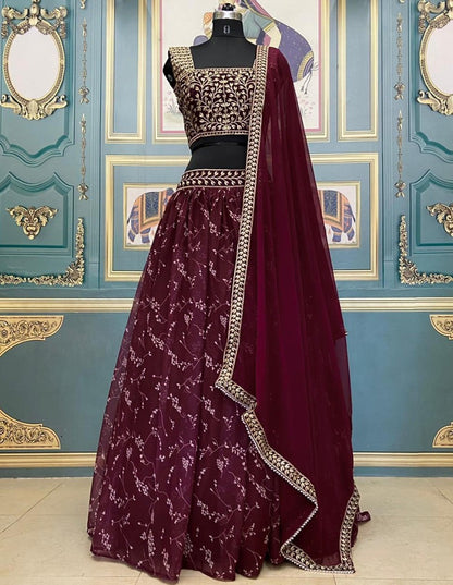 Purple georgette wedding lehenga choli
