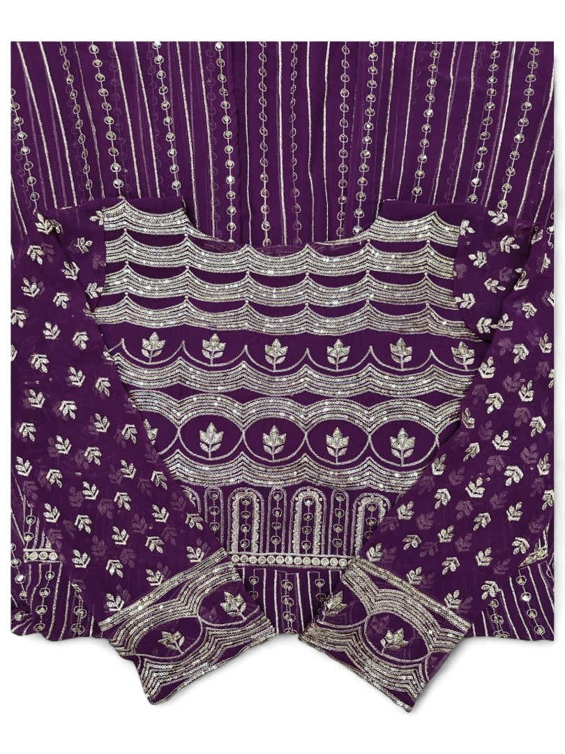 Purple heavy work designer indowestern lehenga choli with shrug
