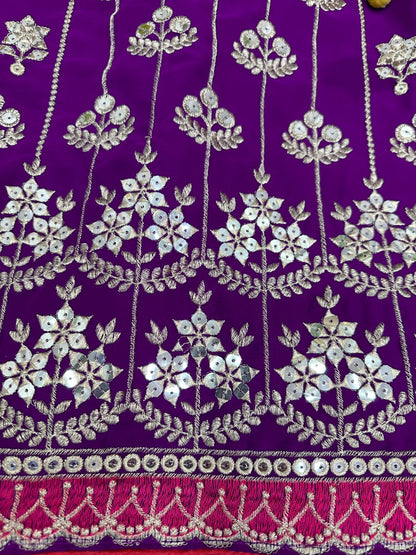 Purple heavy work designer wedding sharara suit