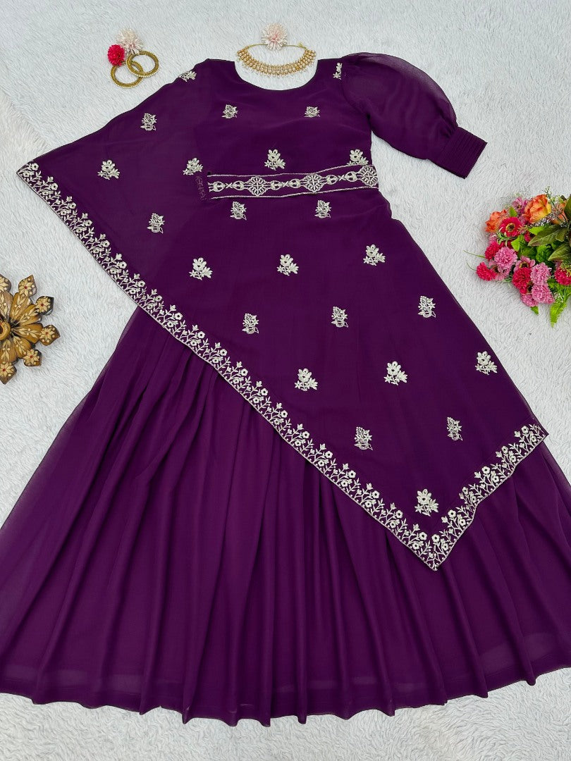 Purple indowestern kurti with waist belt