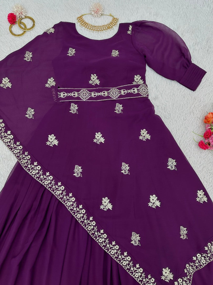 Purple indowestern kurti with waist belt