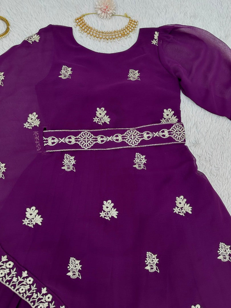 Purple indowestern kurti with waist belt