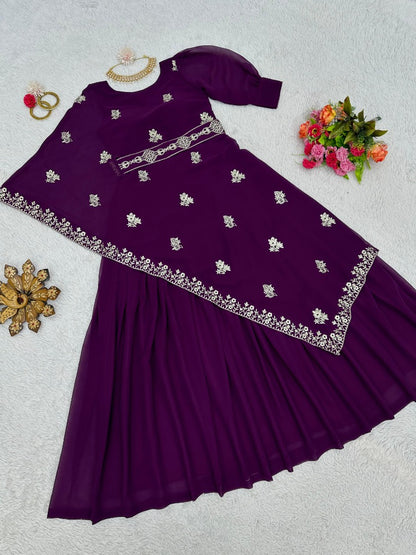Purple indowestern kurti with waist belt