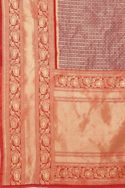 Purple kanjiwaram kota silk jacquard pattern work wedding saree