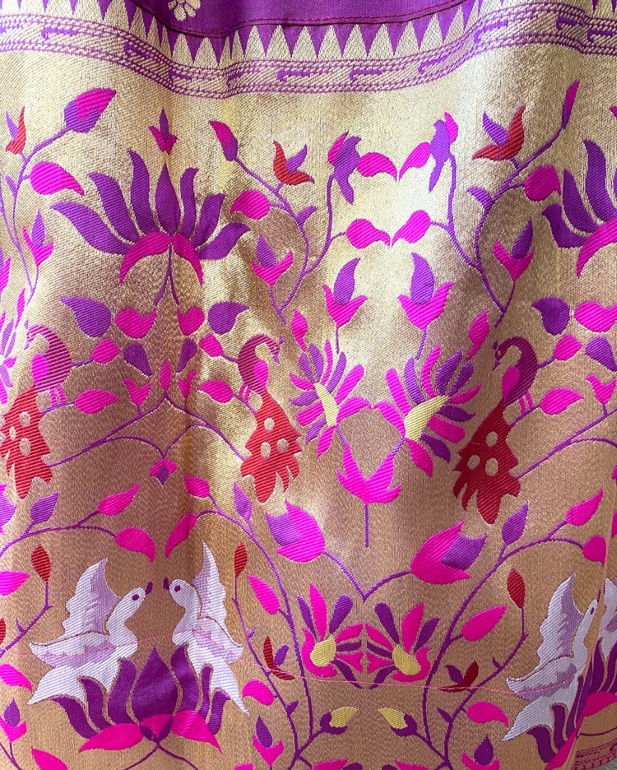 Purple paithani jacquard weaving work wedding lehenga choli with purse