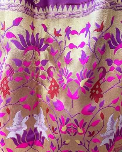 Purple paithani jacquard weaving work wedding lehenga choli with purse